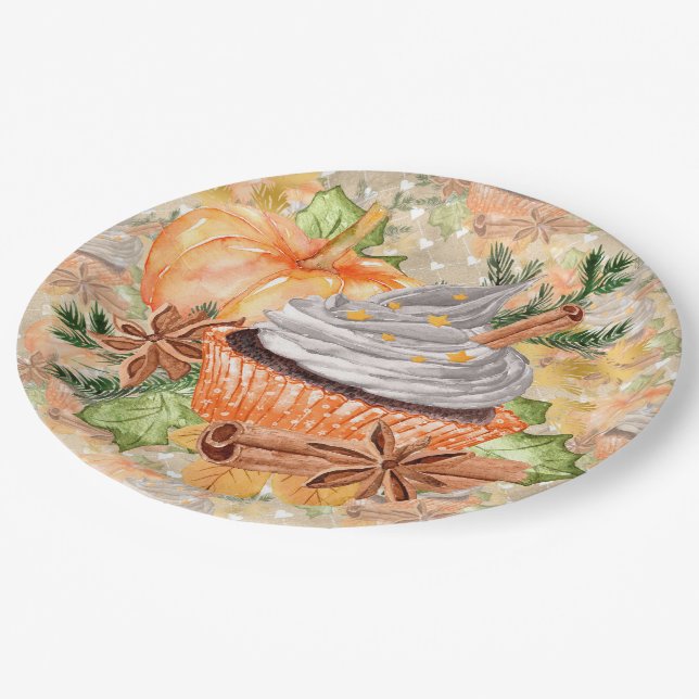 Assiettes En Carton Modèle d'automne de Thanksgiving (Angle)