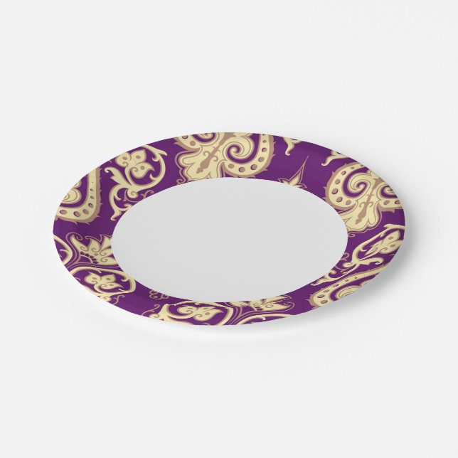 Assiettes En Carton Modèle de Damas 4 (Angle)