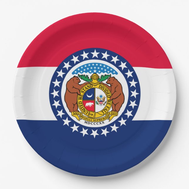 Assiettes En Carton Modèle de drapeau d'État du Missouri (Devant)