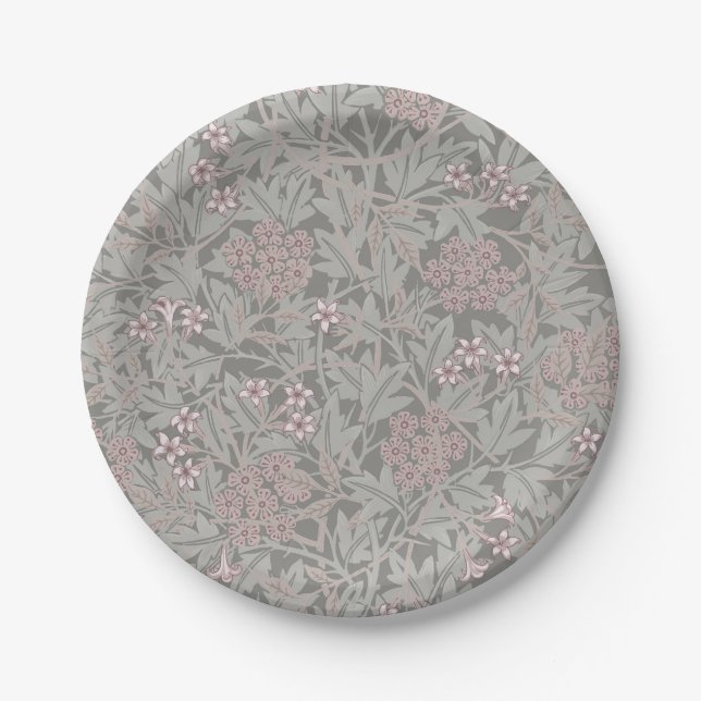 Assiettes En Carton Modèle de fleur de jasmin de William Morris (Devant)