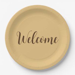 Assiettes En Carton Modèle de nom professionnel de couleur latte