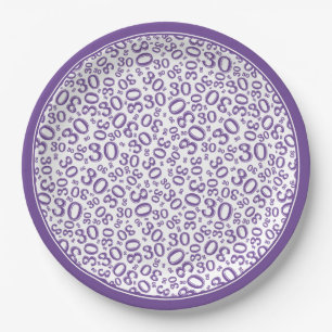Assiettes En Carton Modèle de nombre aléatoire 30e anniversaire violet