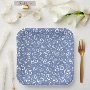 Assiettes En Carton Modèle de nombre aléatoire 85e fête bleu/blanc