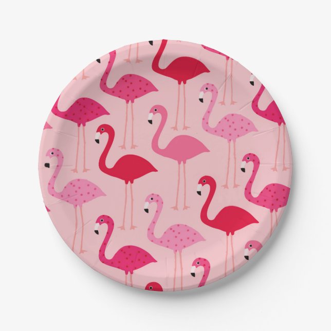 Assiettes En Carton Modèle Flamingo rose Fille mignonne (Devant)