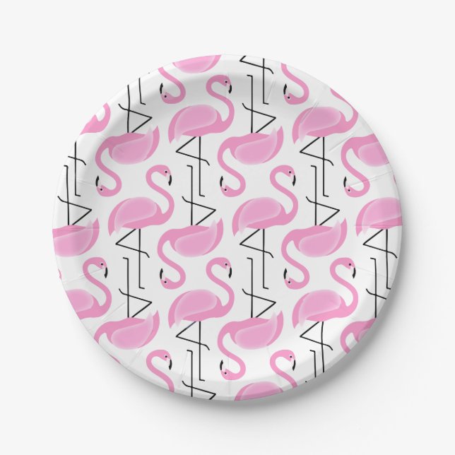 Assiettes En Carton Modèle Flamingo rose moderne simple (Devant)