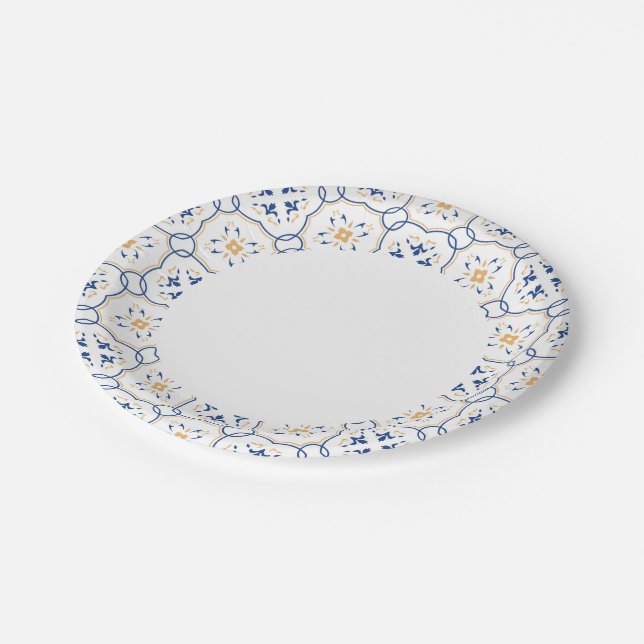 Assiettes En Carton Modèle floral (Angle)