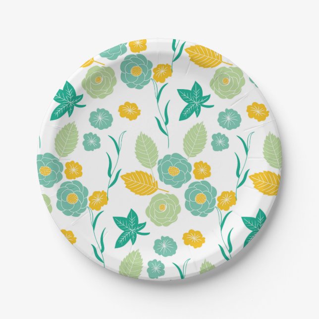 Assiettes En Carton Modèle floral (Devant)