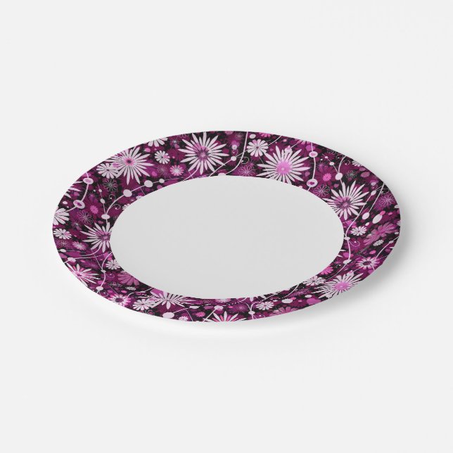 Assiettes En Carton Modèle floral de Valentine (Angle)