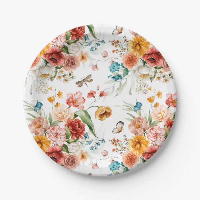Assiettes En Carton Modèle floral du jardin (Devant)