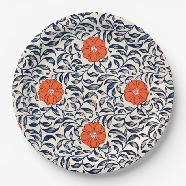 Assiettes En Carton Modèle floral ornemental populaire (Devant)