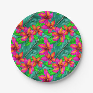 Assiettes En Carton Modèle floral Paradis tropical