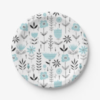 Modèle floral scandinave bleu