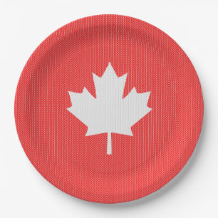 Assiettes En Carton Modèle Knit Maple Leaf Tricot Motif