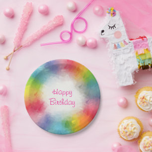 Assiettes En Carton Modèle personnalisé coloré moderne Joyeux annivers