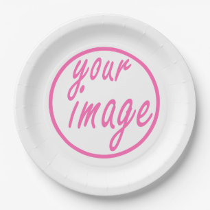 Assiettes En Carton Modèle photo d'image personnalisable blanc