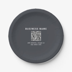Assiettes En Carton Modèle simple pour votre code QR Gris charbon