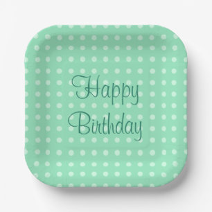 Assiettes En Carton Modèle vert menthe tendance Texte Joyeux Anniversa