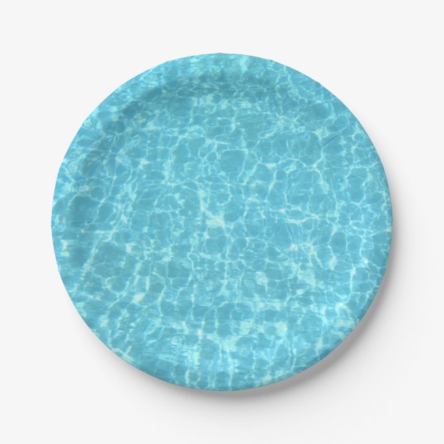 Assiettes En Carton Modèle Vide de la piscine d'eau bleue (Devant)