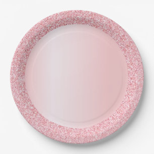 Assiettes En Carton Modèle vierge Parties scintillant rose rose tendan