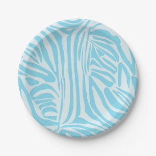 Assiettes En Carton Modèle Zèbre Bleu