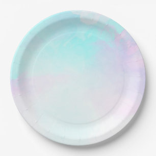 Assiettes En Carton Modern Abstract Blue & Purple Watercolor