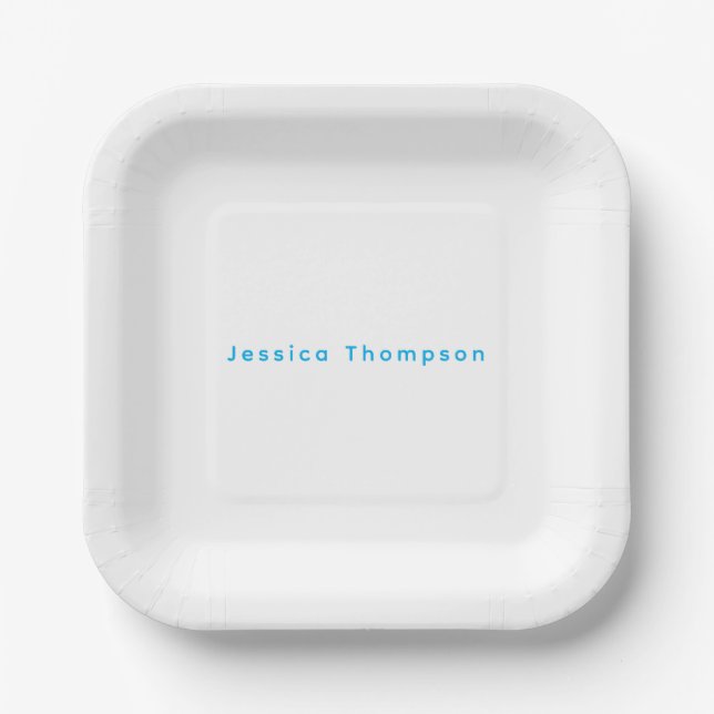 Assiettes En Carton Modern Elegant Plain Simple Professional Name (Recto)