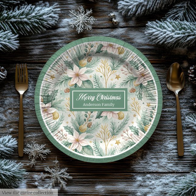 Assiettes En Carton Modern Holiday Paper Plates White Poinsettia Style (Modern Holiday Paper Plates White Poinsettia Style)