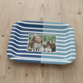 Assiettes En Carton Modern Minimalist Striped 30th Birthday Photo