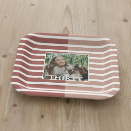 Assiettes En Carton Modern Minimalist Striped 30th Birthday Photo
