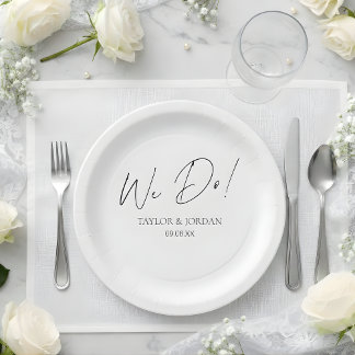 Assiettes En Carton Modern Minimalist We Do! Script Wedding Dinner