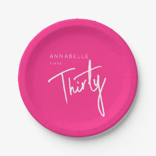 Assiettes En Carton Modern Pink 30e Trente-trentième anniversaire fête