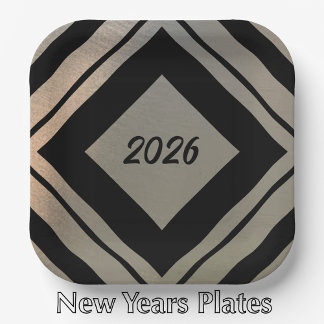 Assiettes En Carton Modern Stylish Brushed Metal 2026 New Years Party