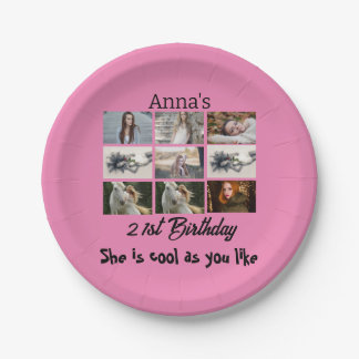 Assiettes En Carton Moderne 21e anniversaire personnalisé 9 Photo Coll