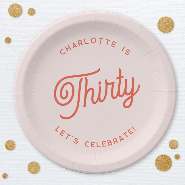 Assiettes En Carton Moderne 30 Trente Anniversaire (30th Thirtieth birthday personalized party paper plates)