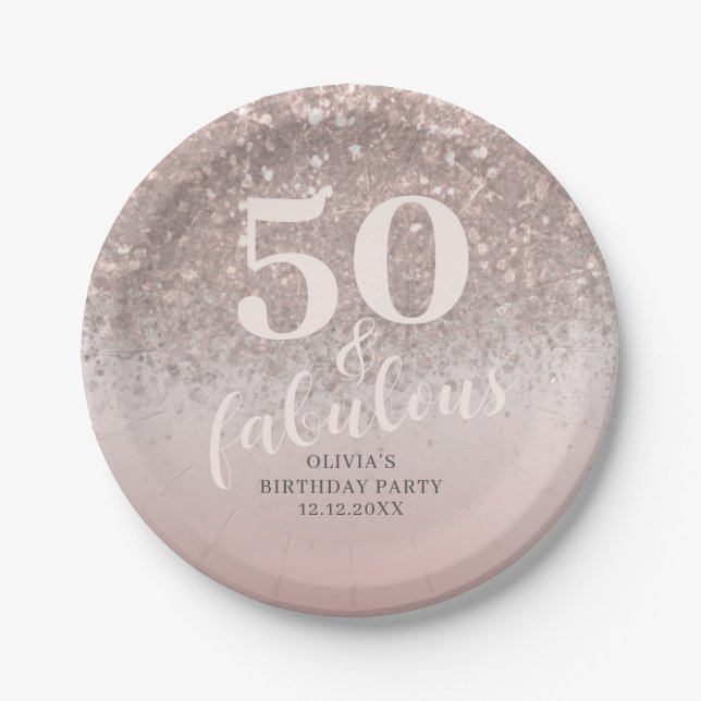 Assiettes En Carton Moderne 50 & Fabuleux Parties scintillant rose Ann (Devant)