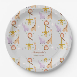 Assiettes En Carton Moderne Cute Wild One Safari Animaux Anniversaire