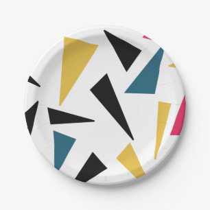 Assiettes En Carton Moderne, gai, amusant, vibrant motif géométrique