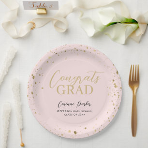 Assiettes En Carton Moderne Glitz Graduation personnalisée