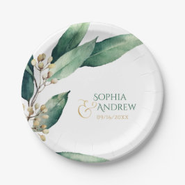 Assiettes En Carton Moderne peint botanique verdure mariage rustique