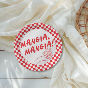Assiettes En Carton Moderne Retro Rouge Pizzeria Italienne Pizza Party