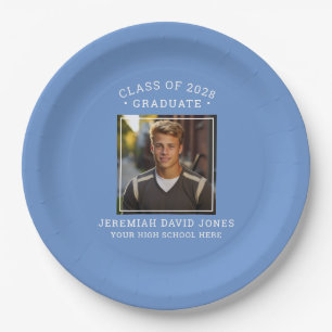 Assiettes En Carton Moderne simple Cornflower Blue Photo Graduation