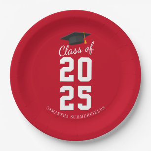 Assiettes En Carton Moderne Simple Graduation 2025 Grad Party