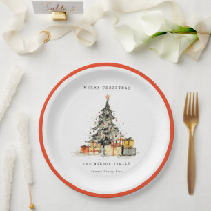 Assiettes En Carton Moderne Sketchy Noël Arbre Cadeaux Photo