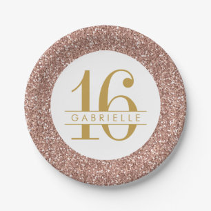 Assiettes En Carton Moderne Sweet 16 Anniversaire Rose Parties scintil