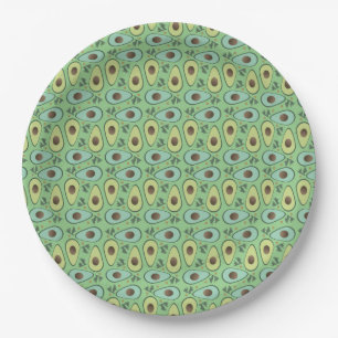 Assiettes En Carton Moitié d'avocat amusant motif de verdure