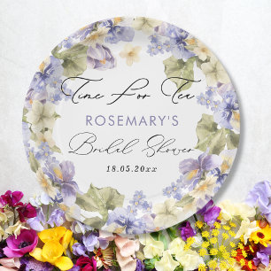 Assiettes En Carton Moment du thé Fleurs aquarelle Shower de mariage