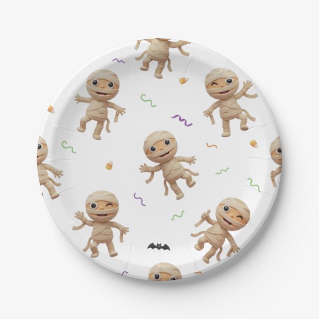 ASSIETTES EN CARTON MOMIE D'HALLOWEEN (Devant)