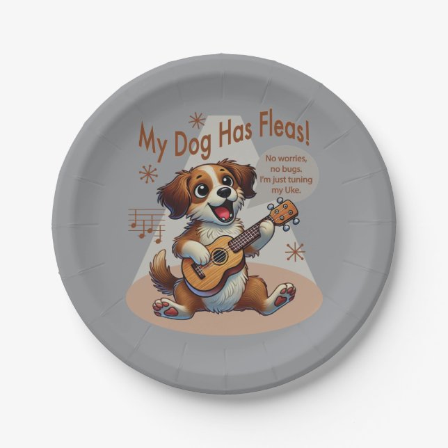 Assiettes En Carton Mon Chien A Fleas Ukulele Tuning Chanson (Devant)