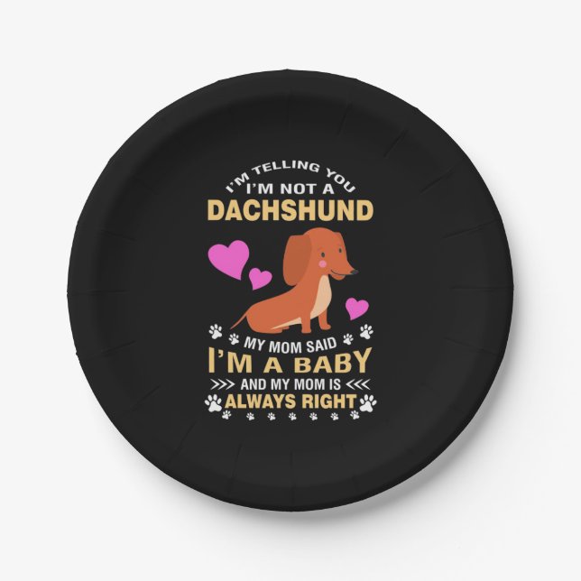 Assiettes En Carton Mon Dachshund Est Mon Bébé (Devant)
