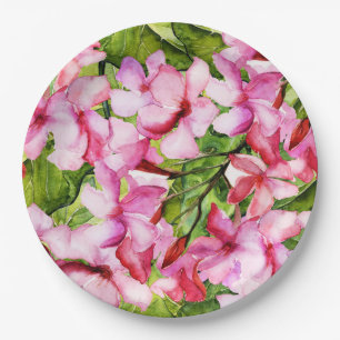 Assiettes En Carton Mon jardin de fleurs d'oléandre exotique méditerra